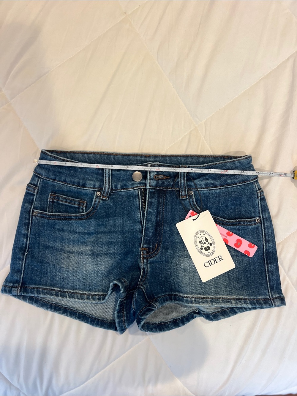Cider Women's Blue Washed Denim Jean Shorts